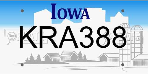 KRA388 Iowa License Plate