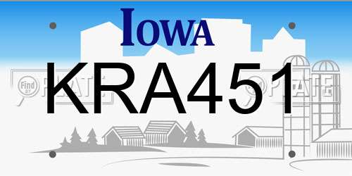 KRA451 Iowa License Plate