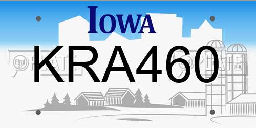 KRA460 Iowa License Plate