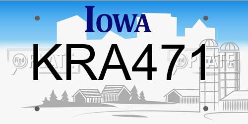 KRA471 Iowa License Plate