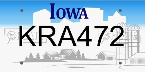 KRA472 Iowa License Plate