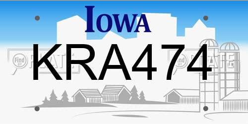 KRA474 Iowa License Plate