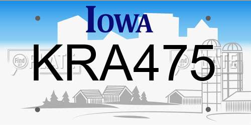 KRA475 Iowa License Plate