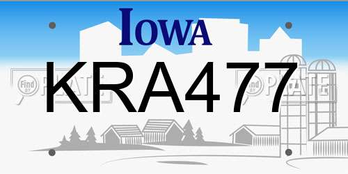 KRA477 Iowa License Plate