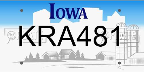 KRA481 Iowa License Plate