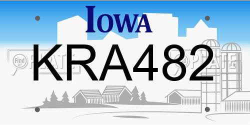 KRA482 Iowa License Plate