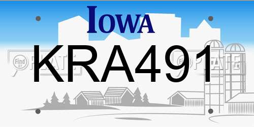 KRA491 Iowa License Plate