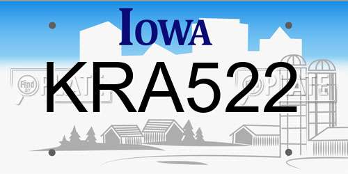 KRA522 Iowa License Plate