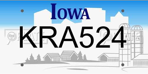 KRA524 Iowa License Plate
