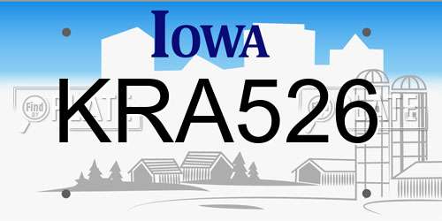 KRA526 Iowa License Plate