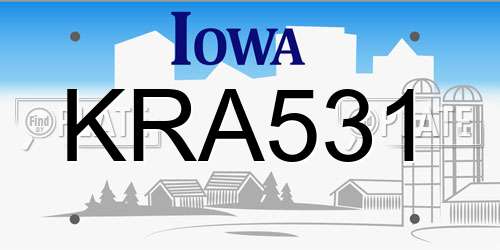 KRA531 Iowa License Plate