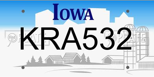 KRA532 Iowa License Plate