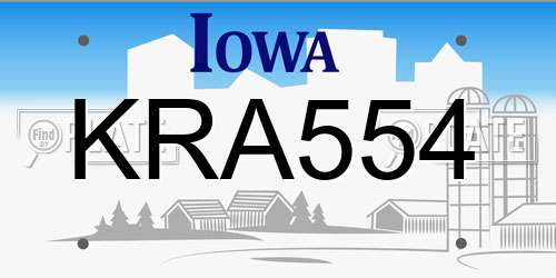 KRA554 Iowa License Plate