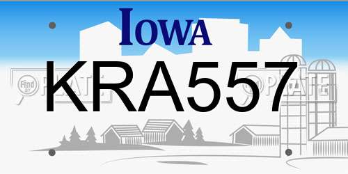 KRA557 Iowa License Plate