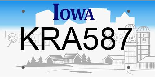 KRA587 Iowa License Plate