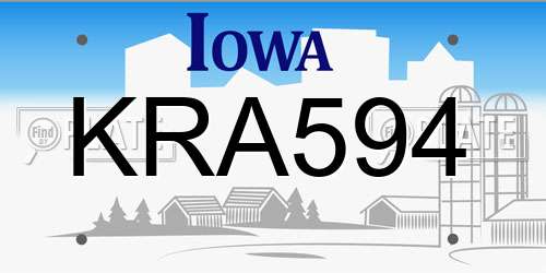 KRA594 Iowa License Plate