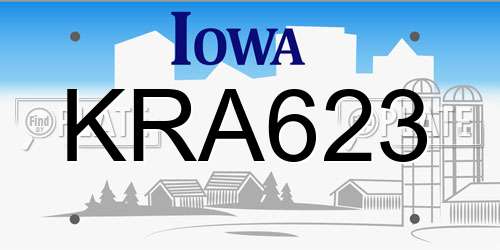 KRA623 Iowa License Plate