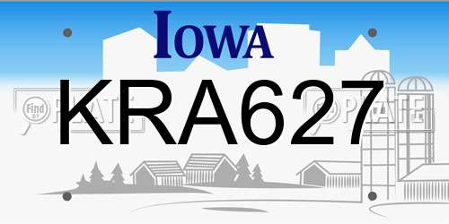 KRA627 Iowa License Plate