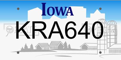 KRA640 Iowa License Plate