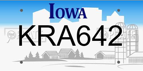 KRA642 Iowa License Plate