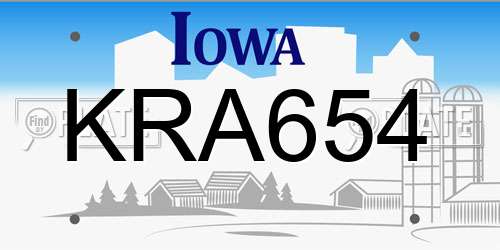 KRA654 Iowa License Plate