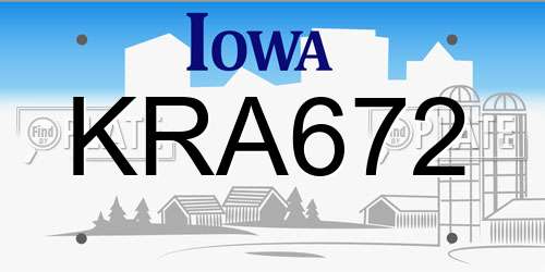 KRA672 Iowa License Plate
