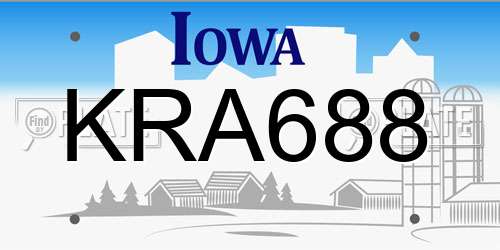 KRA688 Iowa License Plate