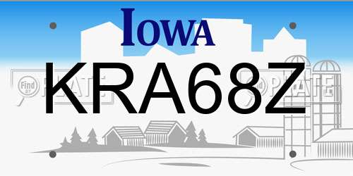 KRA68Z Iowa License Plate