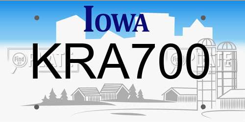 KRA700 Iowa License Plate
