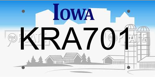KRA701 Iowa License Plate