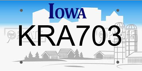 KRA703 Iowa License Plate