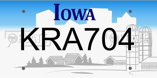 KRA704 Iowa License Plate