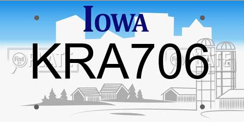 KRA706 Iowa License Plate