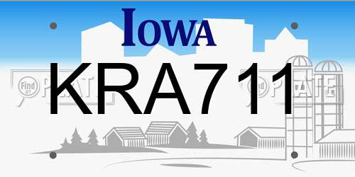 KRA711 Iowa License Plate