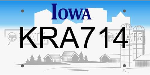KRA714 Iowa License Plate