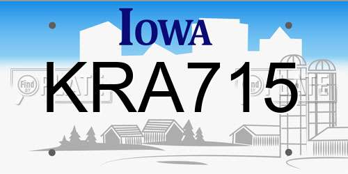 KRA715 Iowa License Plate