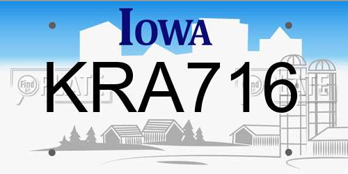 KRA716 Iowa License Plate