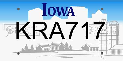 KRA717 Iowa License Plate