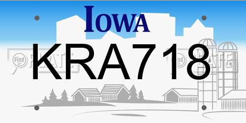 KRA718 Iowa License Plate