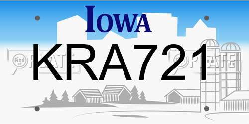 KRA721 Iowa License Plate