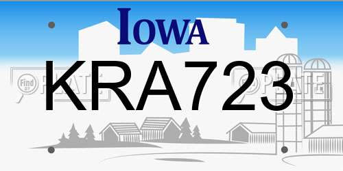 KRA723 Iowa License Plate
