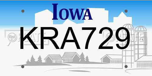 KRA729 Iowa License Plate