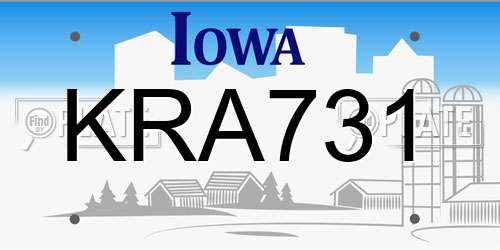 KRA731 Iowa License Plate