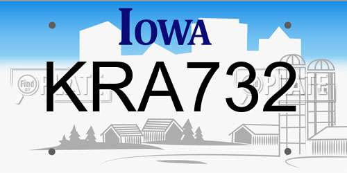 KRA732 Iowa License Plate
