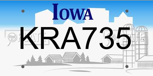 KRA735 Iowa License Plate
