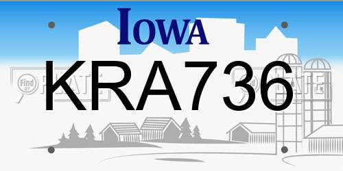 KRA736 Iowa License Plate