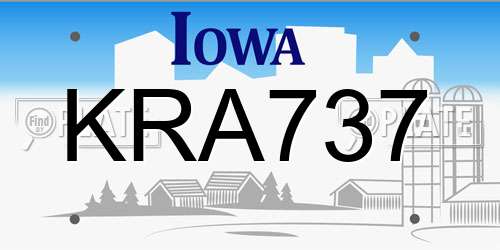 KRA737 Iowa License Plate
