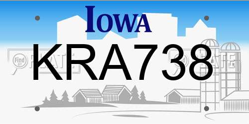 KRA738 Iowa License Plate