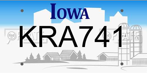 KRA741 Iowa License Plate