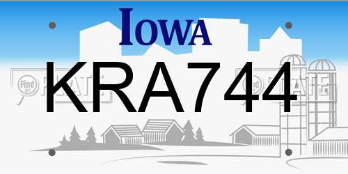 KRA744 Iowa License Plate